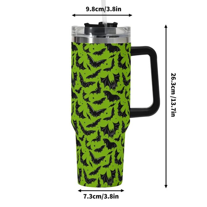 Halloween Batty Bats Custom Stanley Quencher 40Oz Stainless Steel Tumbler With Handle - Image 6