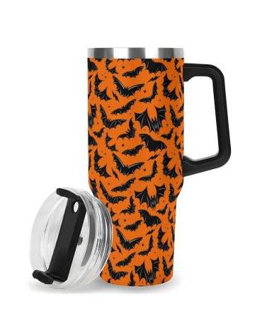 Halloween Batty Bats Custom Stanley Quencher 40Oz Stainless Steel Tumbler With Handle