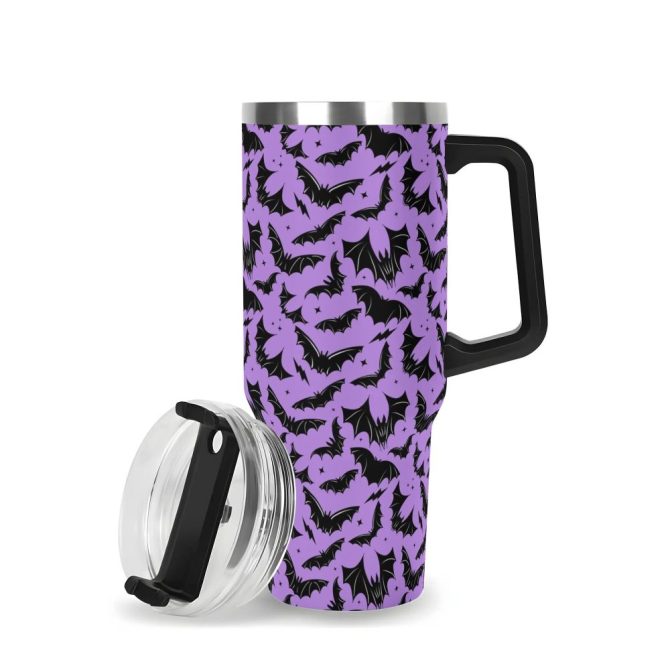 Halloween Batty Bats Custom Stanley Quencher 40Oz Stainless Steel Tumbler With Handle