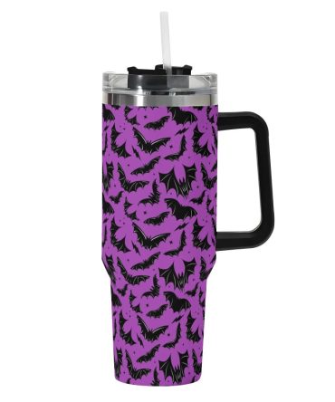 Halloween Batty Bats Custom Stanley Quencher 40Oz Stainless Steel Tumbler With Handle