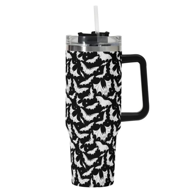 Halloween Batty Bats Custom Stanley Quencher 40Oz Stainless Steel Tumbler With Handle - Image 2
