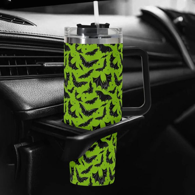 Halloween Batty Bats Custom Stanley Quencher 40Oz Stainless Steel Tumbler With Handle - Image 5