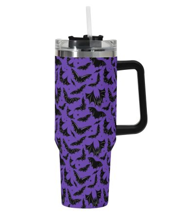 Halloween Batty Bats Custom Stanley Quencher 40Oz Stainless Steel Tumbler With Handle