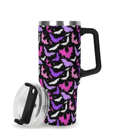 Halloween Batty Bats Custom Stanley Quencher 40Oz Stainless Steel Tumbler With Handle