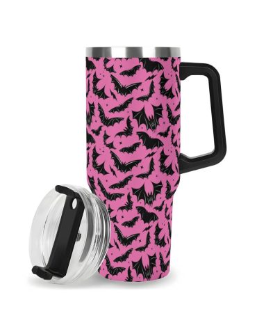 Halloween Batty Bats Custom Stanley Quencher 40Oz Stainless Steel Tumbler With Handle