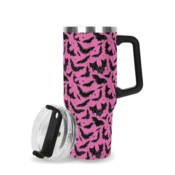 Halloween Batty Bats Custom Stanley Quencher 40Oz Stainless Steel Tumbler With Handle