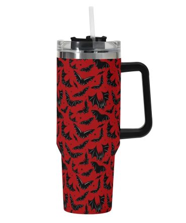 Halloween Batty Bats Custom Stanley Quencher 40Oz Stainless Steel Tumbler With Handle