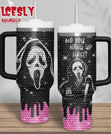 Halloween Bling Ghostface Scream Movies Custom Stanley Quencher 40Oz Stainless Steel Tumbler With Handle