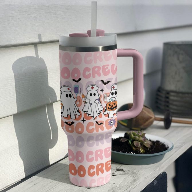 Halloween Boo Boo Crew Custom Stanley Quencher 40Oz Stainless Steel Tumbler With Handle - Image 2