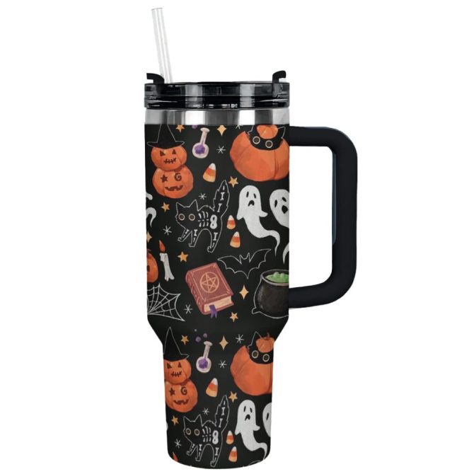 Halloween Boo-Tiful Custom Stanley Quencher 40Oz Stainless Steel Tumbler With Handle - Image 5