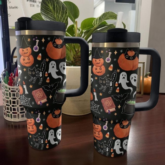 Halloween Boo-Tiful Custom Stanley Quencher 40Oz Stainless Steel Tumbler With Handle - Image 3