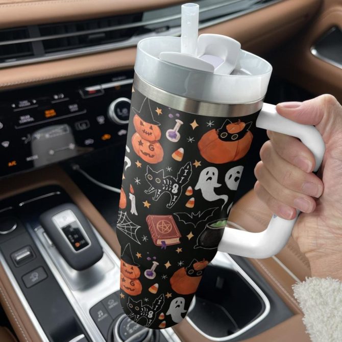 Halloween Boo-Tiful Custom Stanley Quencher 40Oz Stainless Steel Tumbler With Handle - Image 2