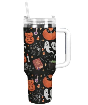 Halloween Boo-Tiful Custom Stanley Quencher 40Oz Stainless Steel Tumbler With Handle