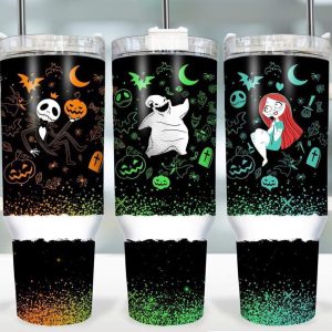 Halloween Characters The Nightmare Before Christmas Cartoon Custom Stanley Quencher 40Oz Stainless Steel Tumbler With Handle