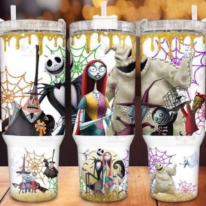 Halloween Characters The Nightmare Before Christmas Cartoon Custom Stanley Quencher 40Oz Stainless Steel Tumbler With Handle