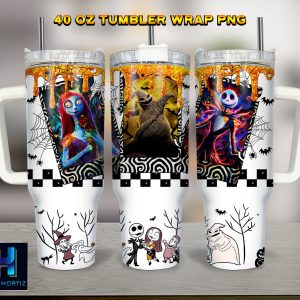 Halloween Characters The Nightmare Before Christmas Cartoon Custom Stanley Quencher 40Oz Stainless Steel Tumbler With Handle