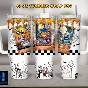 Halloween Characters The Nightmare Before Christmas Cartoon Custom Stanley Quencher 40Oz Stainless Steel Tumbler With Handle
