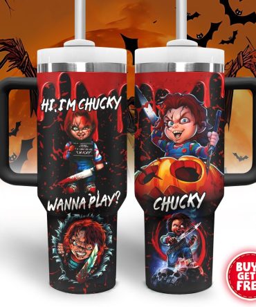 Halloween Chucky Movies Custom Stanley Quencher 40Oz Stainless Steel Tumbler