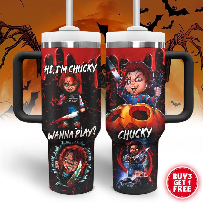 Halloween Chucky Movies Custom Stanley Quencher 40Oz Stainless Steel Tumbler