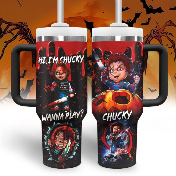 Halloween Chucky Movies Custom Stanley Quencher 40Oz Stainless Steel Tumbler - Image 2
