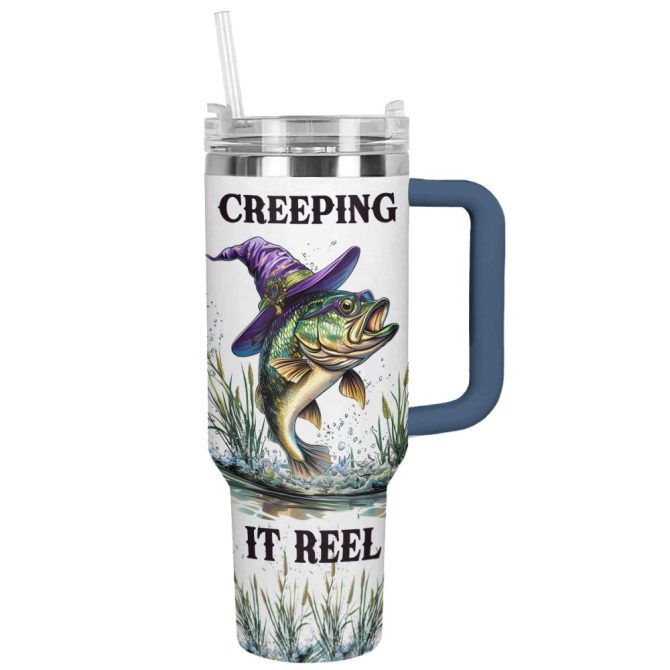 Halloween Creeping It Reel Custom Stanley Quencher 40Oz Stainless Steel Tumbler With Handle