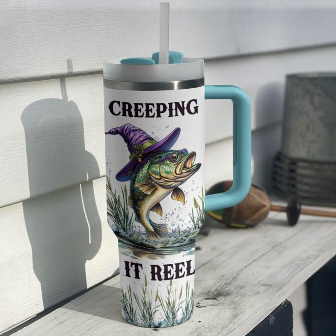 Halloween Creeping It Reel Custom Stanley Quencher 40Oz Stainless Steel Tumbler With Handle - Image 2