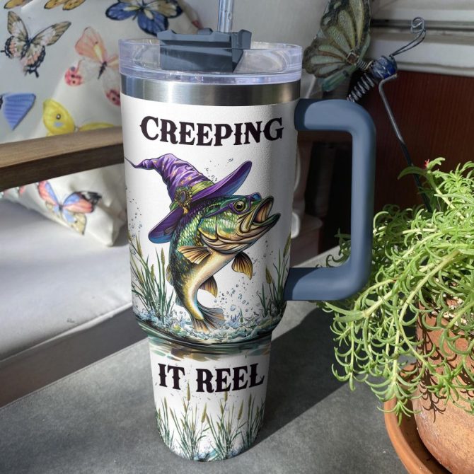 Halloween Creeping It Reel Custom Stanley Quencher 40Oz Stainless Steel Tumbler With Handle - Image 3