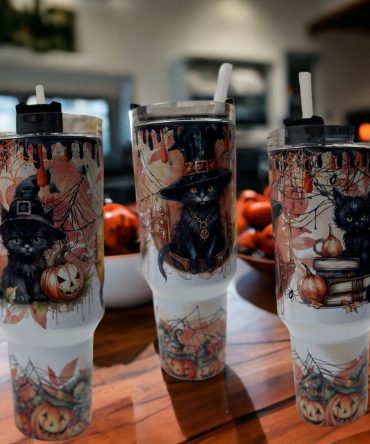 Halloween Cute Cat Custom Stanley Quencher 40Oz Stainless Steel Tumbler