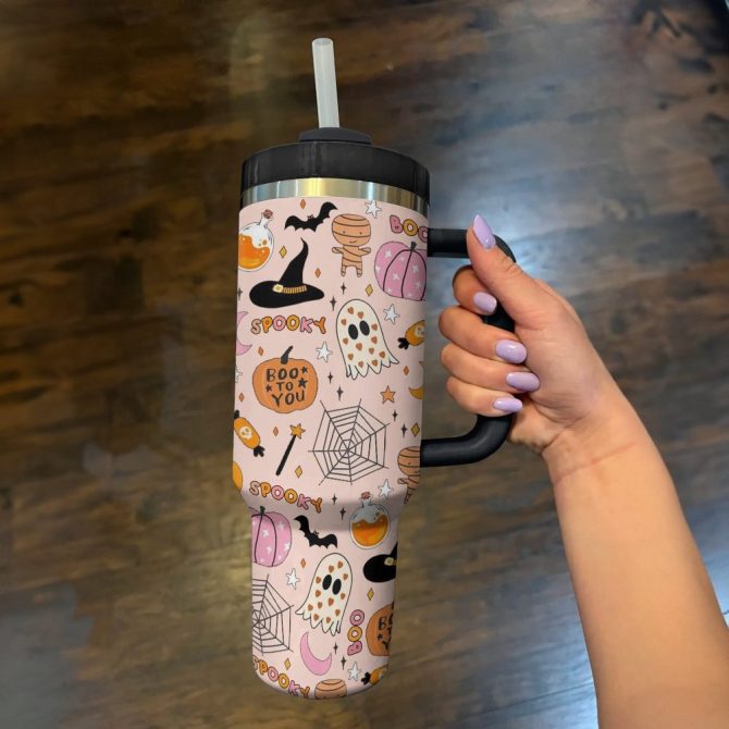 Halloween Cute Haunts Custom Stanley Quencher 40Oz Stainless Steel Tumbler With Handle - Image 2