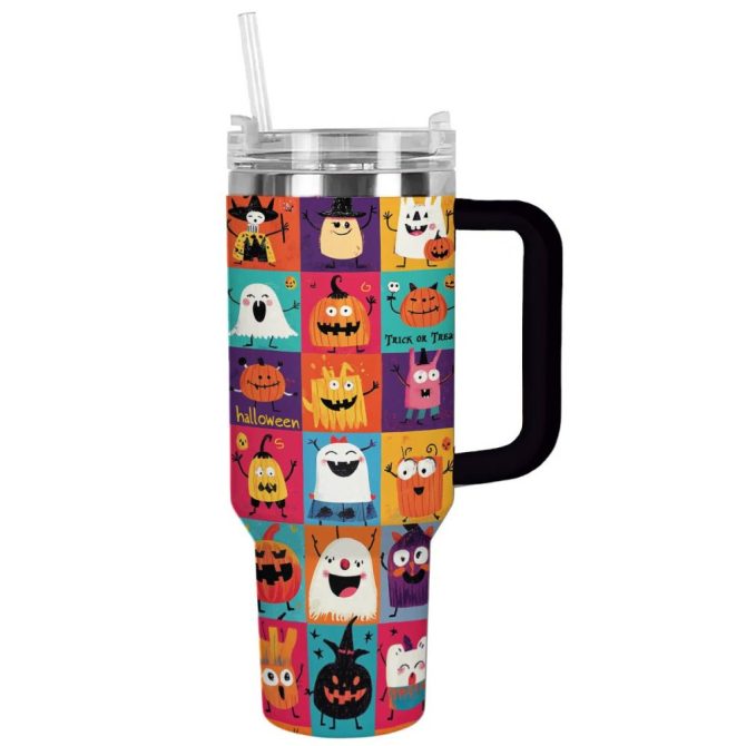 Halloween Cute Monsters Custom Stanley Quencher 40Oz Stainless Steel Tumbler With Handle - Image 13