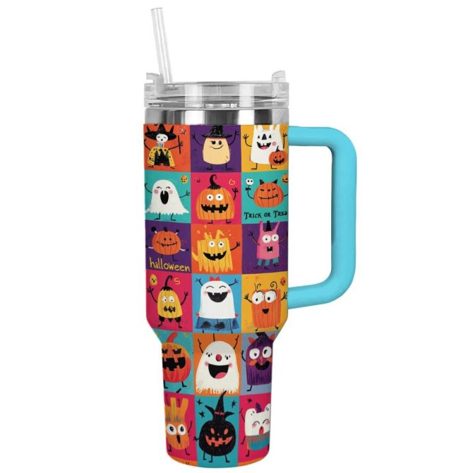 Halloween Cute Monsters Custom Stanley Quencher 40Oz Stainless Steel Tumbler With Handle - Image 11