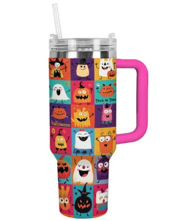 Halloween Cute Monsters Custom Stanley Quencher 40Oz Stainless Steel Tumbler With Handle