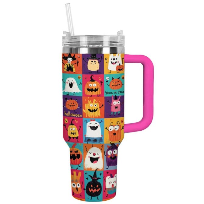 Halloween Cute Monsters Custom Stanley Quencher 40Oz Stainless Steel Tumbler With Handle