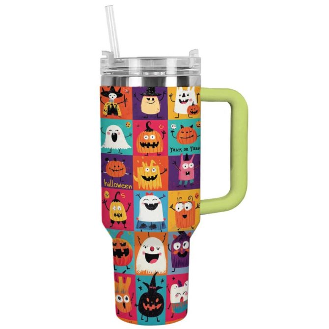 Halloween Cute Monsters Custom Stanley Quencher 40Oz Stainless Steel Tumbler With Handle - Image 12