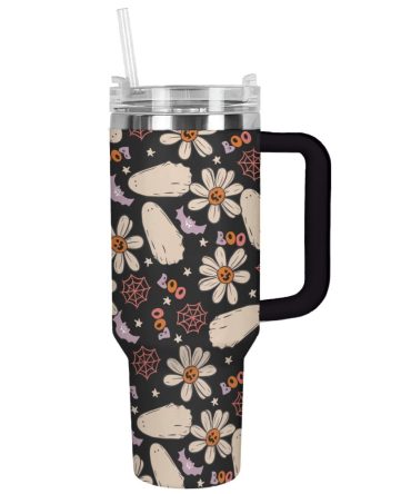 Halloween Daisy Boo Party Custom Stanley Quencher 40Oz Stainless Steel Tumbler With Handle