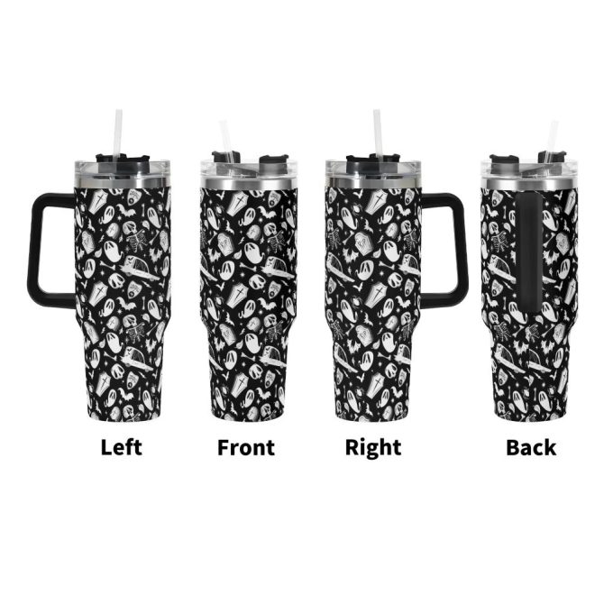 Halloween Dearly Departed Custom Stanley Quencher 40Oz Stainless Steel Tumbler With Handle - Image 3