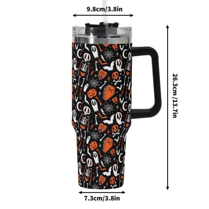 Halloween Dearly Departed Custom Stanley Quencher 40Oz Stainless Steel Tumbler With Handle - Image 6