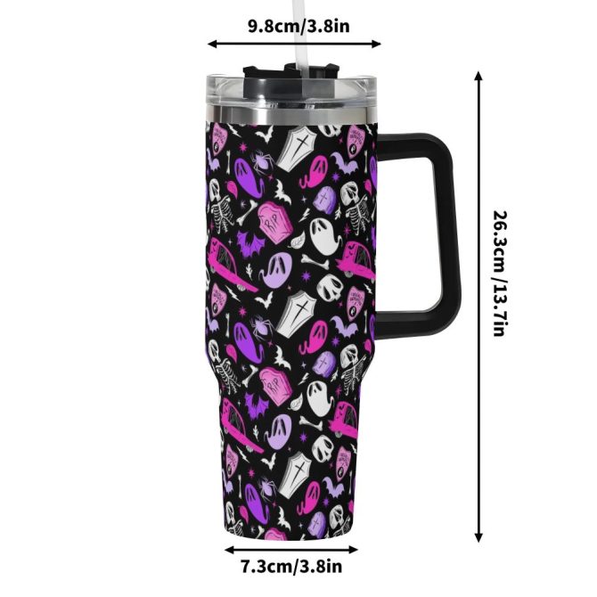 Halloween Dearly Departed Custom Stanley Quencher 40Oz Stainless Steel Tumbler With Handle - Image 6