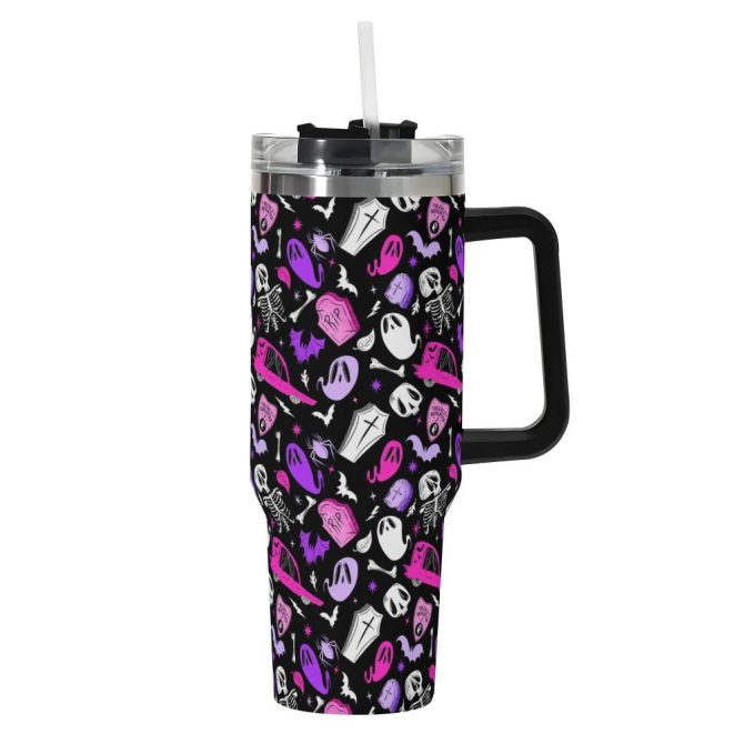 Halloween Dearly Departed Custom Stanley Quencher 40Oz Stainless Steel Tumbler With Handle - Image 2
