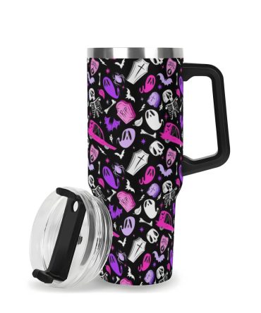 Halloween Dearly Departed Custom Stanley Quencher 40Oz Stainless Steel Tumbler With Handle