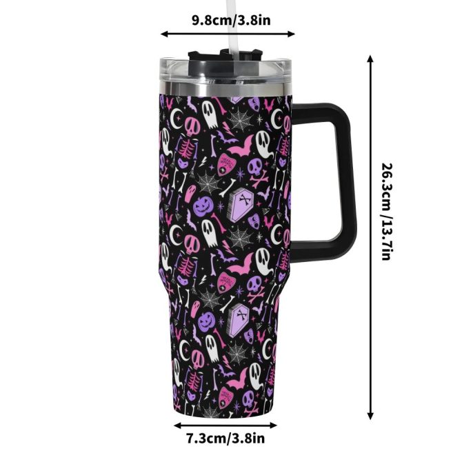 Halloween Dearly Departed Custom Stanley Quencher 40Oz Stainless Steel Tumbler With Handle - Image 6