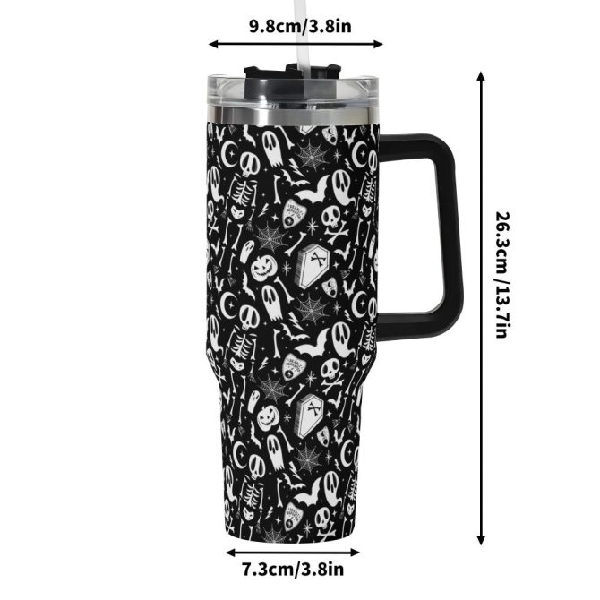 Halloween Dearly Departed Custom Stanley Quencher 40Oz Stainless Steel Tumbler With Handle - Image 6
