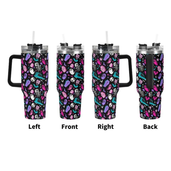 Halloween Dearly Departed Custom Stanley Quencher 40Oz Stainless Steel Tumbler With Handle - Image 3