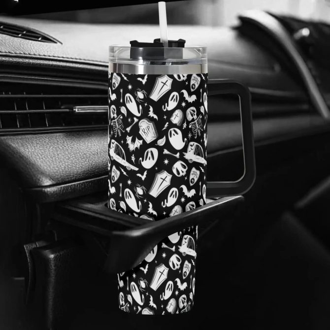 Halloween Dearly Departed Custom Stanley Quencher 40Oz Stainless Steel Tumbler With Handle - Image 5
