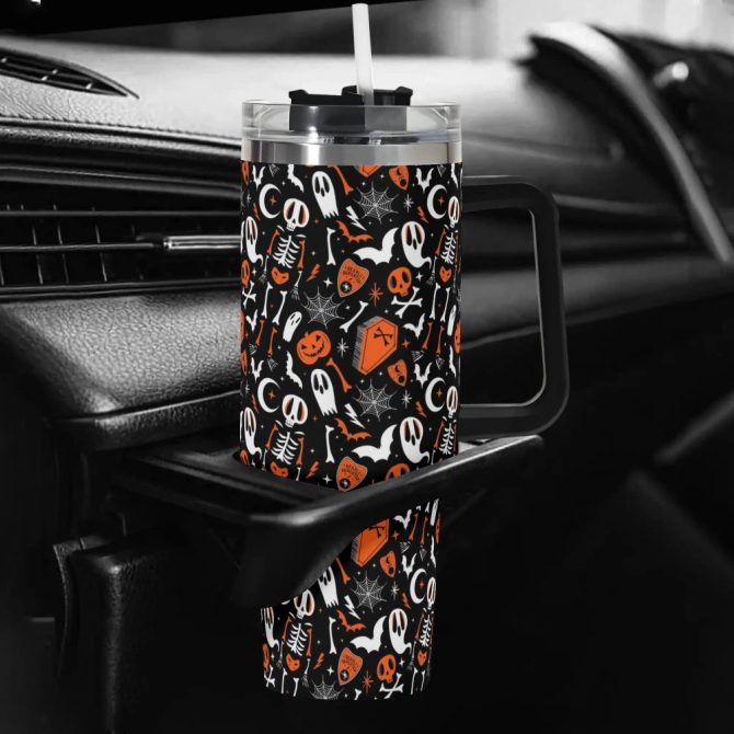 Halloween Dearly Departed Custom Stanley Quencher 40Oz Stainless Steel Tumbler With Handle - Image 5