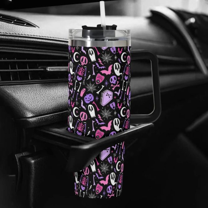 Halloween Dearly Departed Custom Stanley Quencher 40Oz Stainless Steel Tumbler With Handle - Image 5