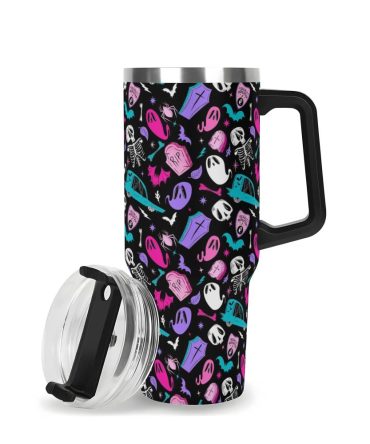 Halloween Dearly Departed Custom Stanley Quencher 40Oz Stainless Steel Tumbler With Handle