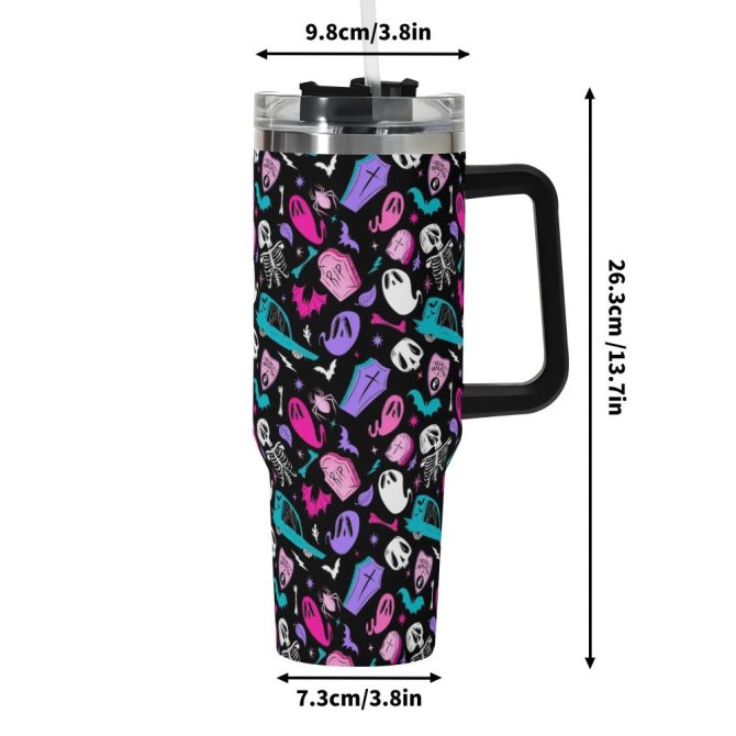 Halloween Dearly Departed Custom Stanley Quencher 40Oz Stainless Steel Tumbler With Handle - Image 6