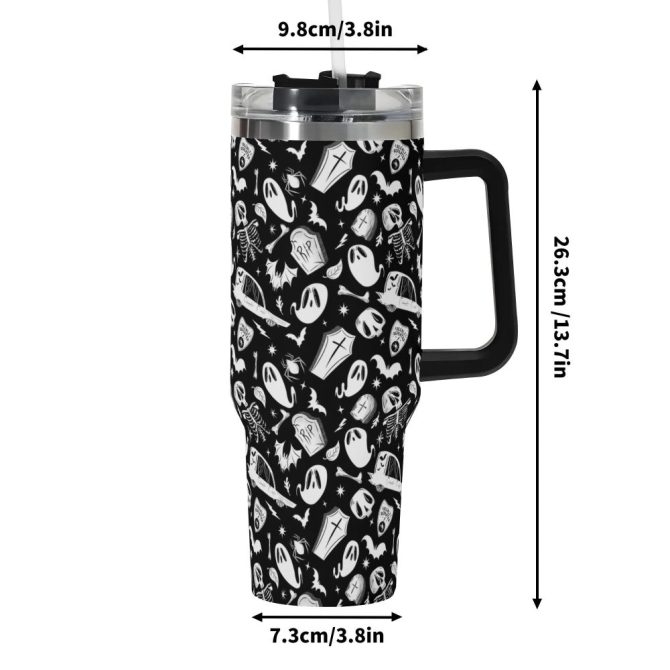 Halloween Dearly Departed Custom Stanley Quencher 40Oz Stainless Steel Tumbler With Handle - Image 6