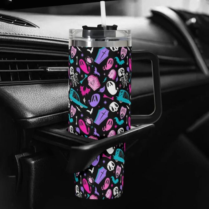 Halloween Dearly Departed Custom Stanley Quencher 40Oz Stainless Steel Tumbler With Handle - Image 5